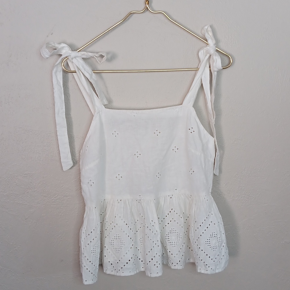 Madewell Rosalie Tie Strap Top In Geo Eyelet Size Small NWT